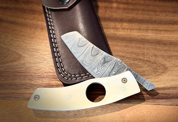 Handmade Jakob's Damascus Steel Folding Knife Bone Handle