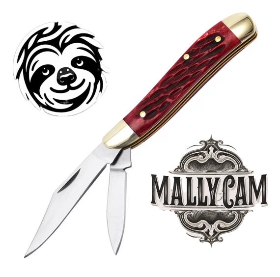 Handmade Mini  Jig bone red trapper pocket Folding Knife.