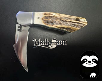 Handmade  single blade slip joint with Stag handles