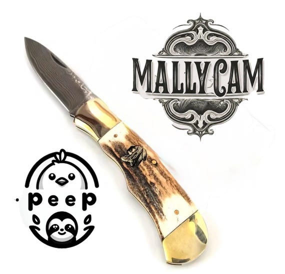 Handmade forged Indian head Damascus steel pocketknife