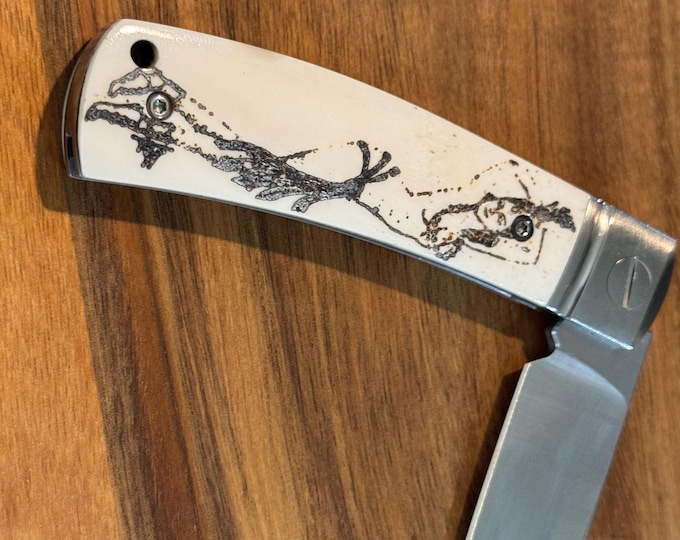 Bone Scrimshaw Pocket Knife D2