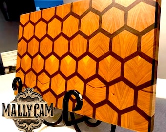Honeycomb End Grain Butcher Block Cutting Board, Teak and Acacia