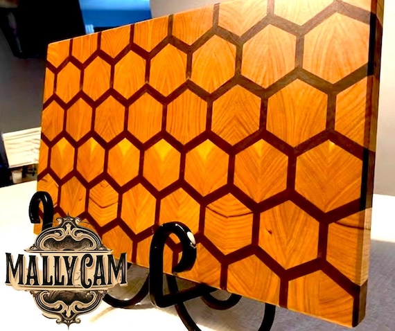Honeycomb End Grain Butcher Block Cutting Board, Teak and Acacia