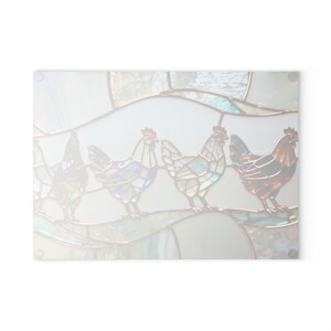 Tabla de cortar de vidrio templado con diseño de pollo / Bandeja para embutidos / Estilo rústico / Regalo para anfitriona / Decoración de cocina campestre / NO es vitral auténtico imagen 10