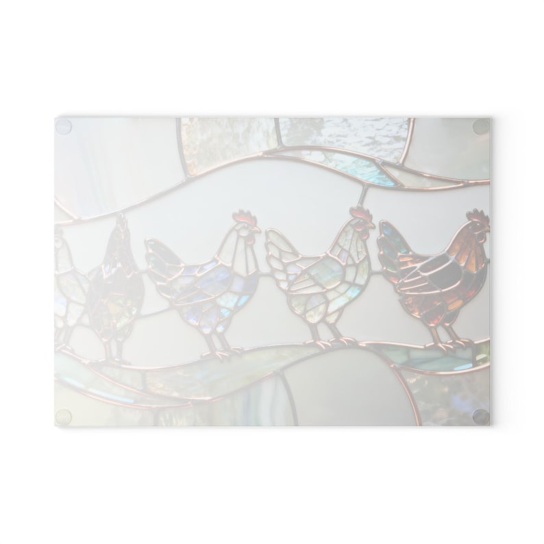 Tabla de cortar de vidrio templado con diseño de pollo / Bandeja para embutidos / Estilo rústico / Regalo para anfitriona / Decoración de cocina campestre / NO es vitral auténtico imagen 10