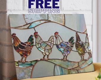 Chicken Tempered Glass Cutting Board | Charcuterie Tray | Farmhouse | Hostess Gift | Country Kitchen Decor | NOT Real Stained-Glass