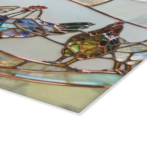 Tabla de cortar de vidrio templado con diseño de pollo / Bandeja para embutidos / Estilo rústico / Regalo para anfitriona / Decoración de cocina campestre / NO es vitral auténtico imagen 11