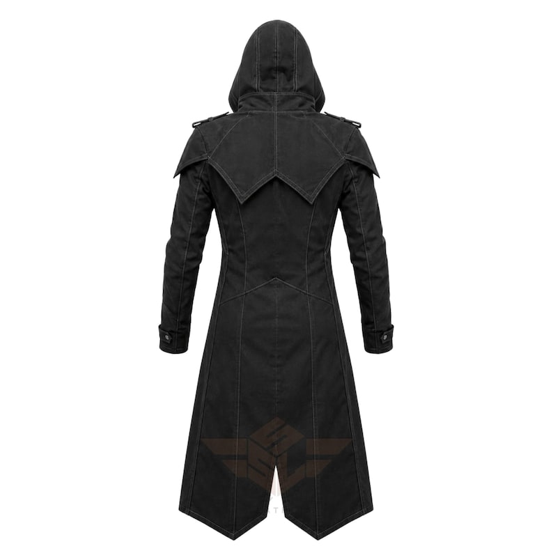 hooded gothic coat
assassin style coat
dark fantasy coat
long black coat
cotton gothic coat
rogue fantasy coat
halloween outfit
larp hooded coat
cosplay long coat
gothic trench coat
pointed hood coat
Halloween costume
goth outerwear