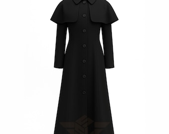 Gabardina de algodón inspirada en Wednesday Addams: Traje gótico Dark Academia de Ortega