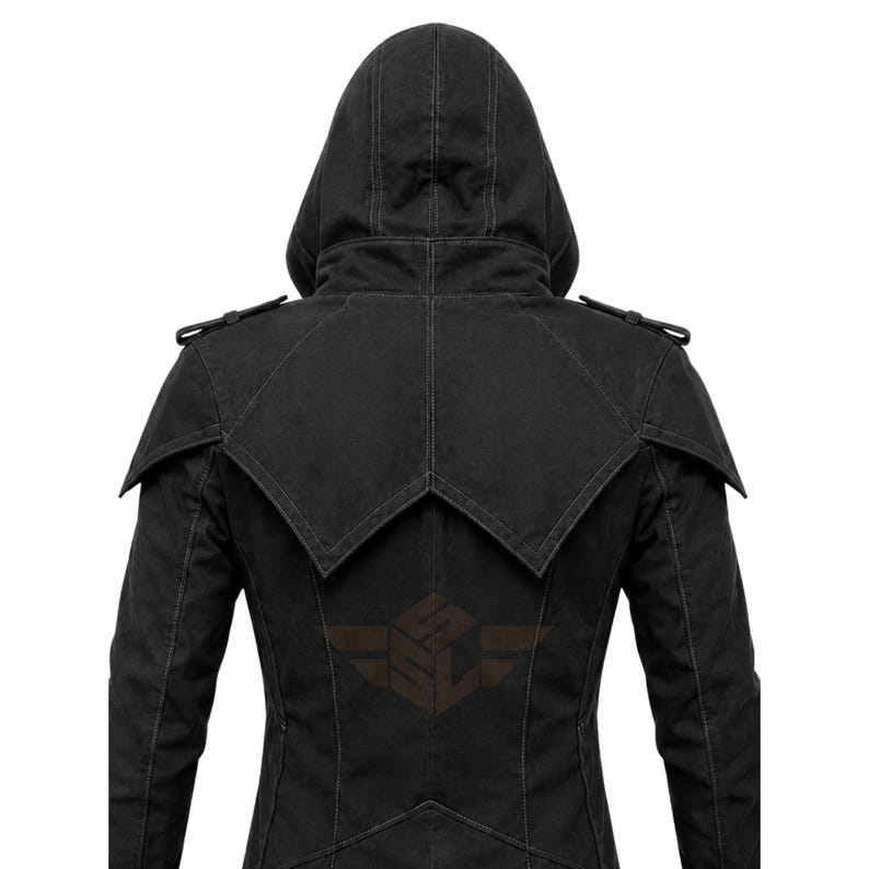 hooded gothic coat
assassin style coat
dark fantasy coat
long black coat
cotton gothic coat
rogue fantasy coat
halloween outfit
larp hooded coat
cosplay long coat
gothic trench coat
pointed hood coat
Halloween costume
goth outerwear