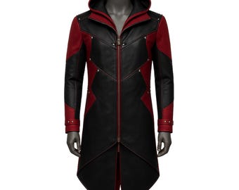 Abrigo de cuero para cosplay hecho a mano, inspirado en el Dr. Eggman: Chaqueta larga gótica steampunk