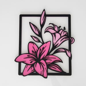 Wooden frame, flowers, interior wall decoration