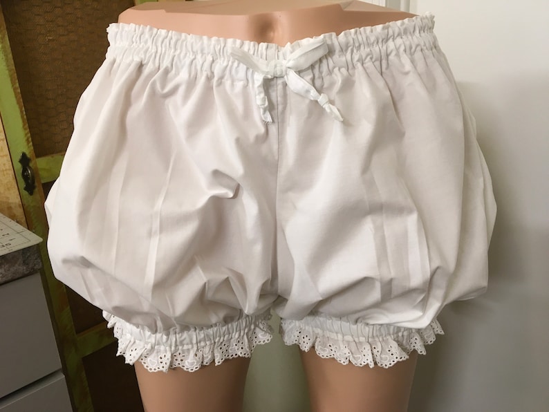 ALL SIZES  Womens White Bloomers, Costume, Pajamas in White bows and White Eyelet 