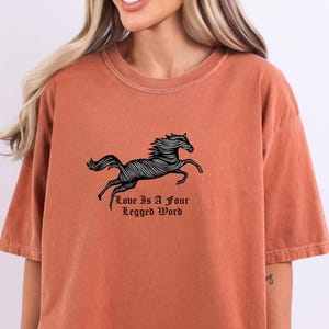 Comfort Colors® Love Is a Four Legged Word, Treat Lady Shirt for Horse Mom Birthday Gift, Horse Treat Lady Funny Shirt, Horse Show Mom Shirt