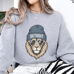 Detroit Lions Crewneck, Gildan Heavyweight Top, Sublimated NFL Game Day Shirt, Unisex Football Fan Apparel, Fall Tailgate Gear Sweatshirt