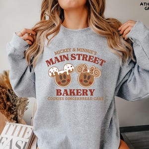 Mickey and Minnie Main Street Bakery Sweatshirt, Disney Christmas Gingerbread T-Shirt, Disney Christmas Sweatshirt, Disney Christmas Cookies