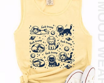 Subtle F*ck Trump Tank Top, Comfort Colors, FDT Protest Tee, FDT Cat Tee, Childless Cat Lady Tank top Anti Trump FDT Retro Kitten Shirt