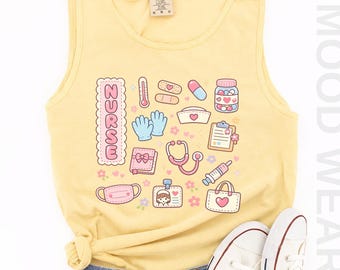 Camiseta sin mangas Comfort Colors® para enfermeras, regalo para enfermeras, regalos para enfermeras, camisetas de graduación para enfermeras, escuela de enfermería, regalo para enfermeras