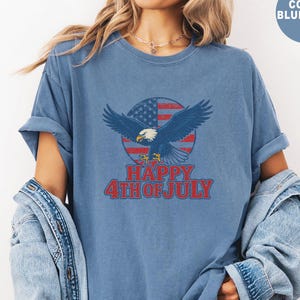 Chemise patriotique Comfort Colors® - T-shirt amusant du 4 juillet avec aigle et drapeau - T-shirt graphique américain satirique pour progressistes, style protestation