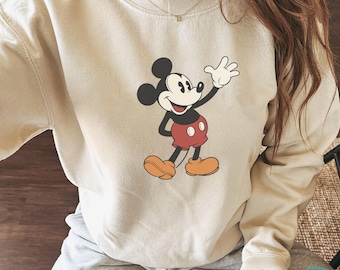 Moletom vintage do Mickey Mouse da Disney, camiseta vintage do Mickey Mouse da Disney, moletom de férias da Disneyworld, suéter retrô da Disney