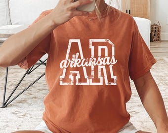 Comfort Colors® Distressed Arkansas Shirt, Trendy Retro Arkansas TShirt, Varsity Aesthetic AR Lover Gift, Arkansas State Pride Tee Shirt