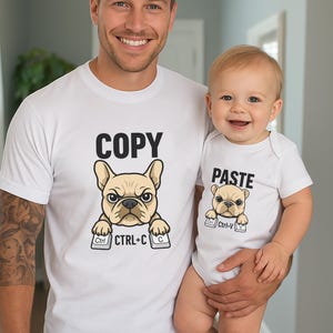 Benutzerdefinierte Daddy und Baby Matching Shirt Set - Copy Paste Design - Lustiges personalisiertes Geschenk - Vatertag Outfit, Vatertag Armee Dad Shirt