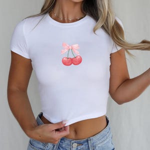 Disney Coquette Baby Tee, Cherry Mickey Bow Crop, Cute Disneyworld girls tshirt, Mouse tank top, Youth Crop Disney,Minnie girlie y2k tee