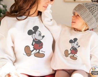Sudadera retro de Mickey Mouse, Camiseta vintage de Mickey Mouse de Disney, Sudadera de vacaciones en Disneyworld, Suéter retro de Disney para toda la familia