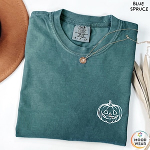 Comfort Colors® Minimal Pumpkin Fall Long Sleeve T-Shirt, Pumpkin Outline Shirt, Simple Fall Pumpkin Crewneck T-Shirt, Pumpkin Sweatshirt