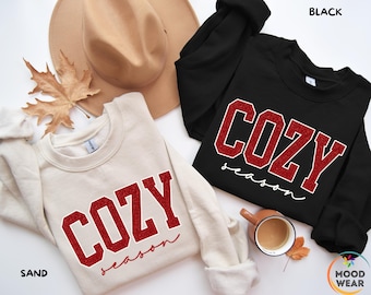 Felpa Cozy Season, manica lunga Cozy Season, regalo autunnale, felpa con cappuccio autunnale, maglietta autunnale, regalo per le feste, maglietta stagionale, autunno autunno