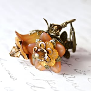 Orange Flower Earrings, Orange Earrings, Vintage Style Earrings, Lucite Flower Earrings