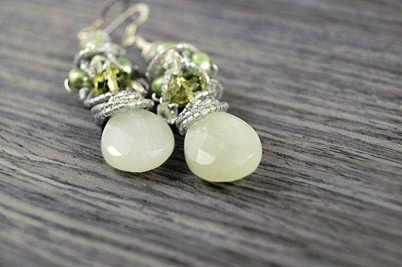 Wire Wrapped Peridot Earrings, Stone Earrings, Wire Wrapped Earrings, Semi-Precious Stone image 3