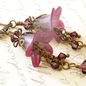 Shimmering Purple Lucite Flower Earrings, Amethyst