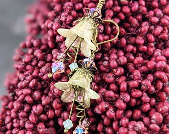 Flower Earrings, Lucite Flower Earrings, Pink earrings, yellow earrings, yellow flower earrings, vintage style earrings, cute earrings