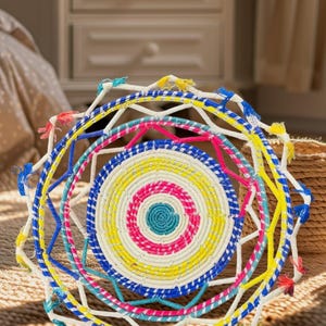 Handmade Multicolor Woven Basket: Boho Home Decor Organizer