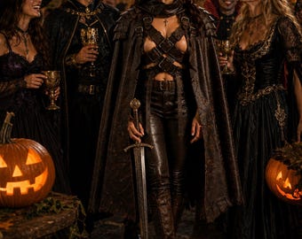 Mantel van puur rundleer voor krijgers – Middeleeuwse Renaissance Festival Fantasy Cosplay Mantel