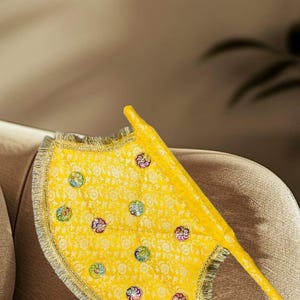 Handcrafted Velvet Mehndi Hand Fan – Traditional Pakhi with Wooden Handle | Ideal for Weddings, Dholkis & Home Décor