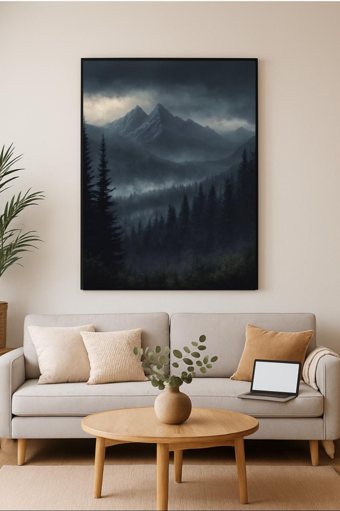 Misty Mountain Wall Art - Moody Landscape Printable - Foggy Forest ...