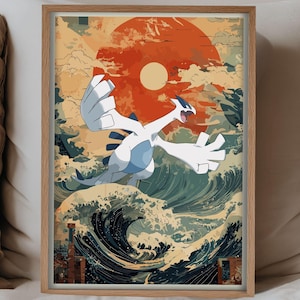 Póster de Lugia / Decoración de pared de anime Pokémon legendario / Póster de alta calidad / Regalo para fans de Pokémon / Arte estético para sala de juegos
