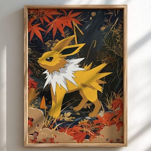 Jolteon Japanese Poster | Pokemon Wall Art Print
