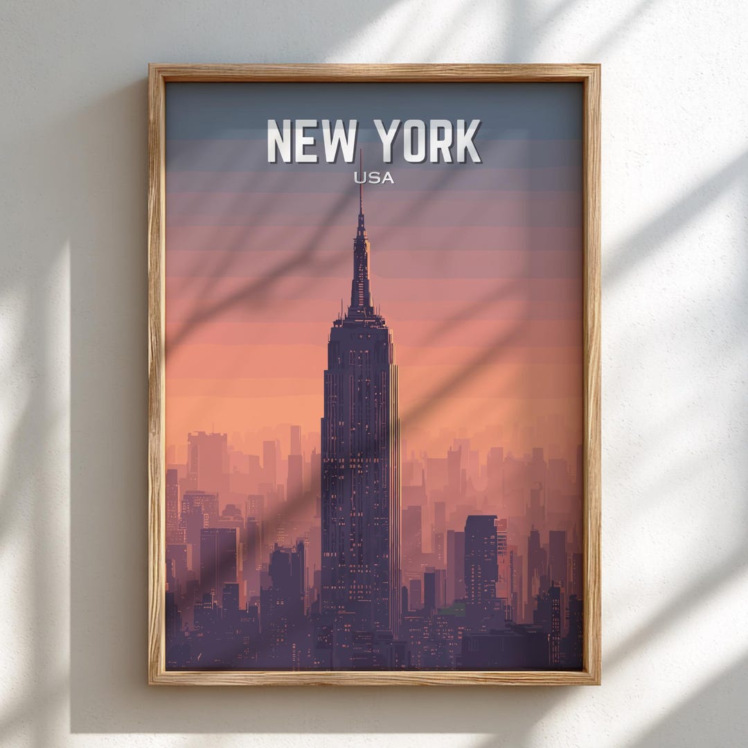 Empire State Building Print | Art Deco NYC Skyline Poster - Etsy