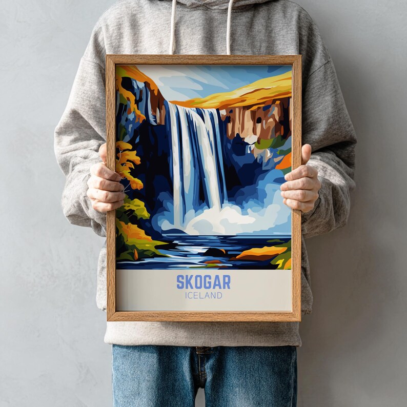 Skogafoss Waterfall Art Print | Iceland Travel Poster - Etsy
