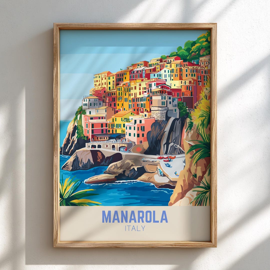 Manarola Cinque Terre Art Print | Italy Travel Poster - Etsy