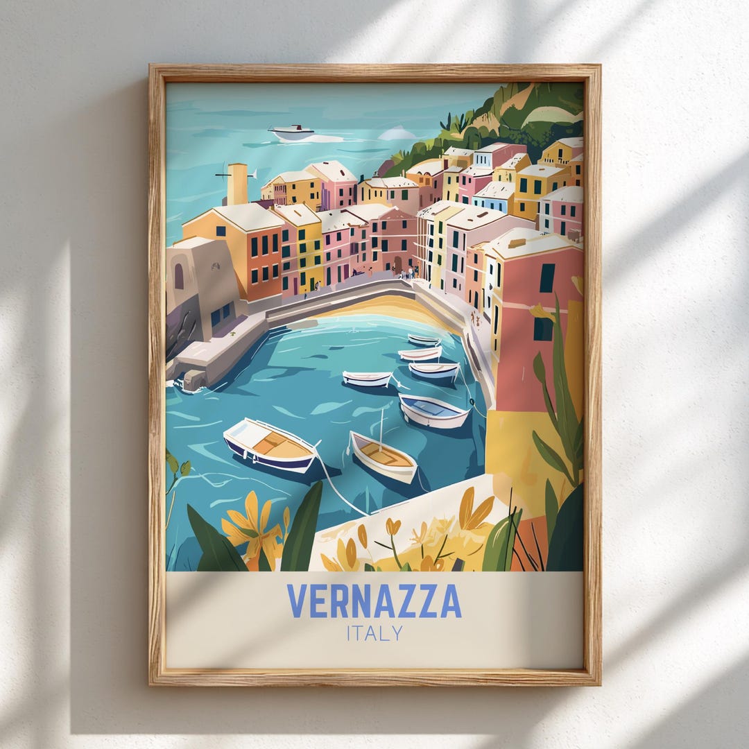 Vernazza Italy Art Print | Cinque Terre Coastal Village Travel Poster ...
