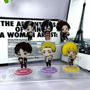 Attack On Titan Q-Version Baby Hug Acrylic Stand Eren Cute Doll Anime Peripherals Levi Ackerman Figure Desk Accessory Hange Statue Toys Gift