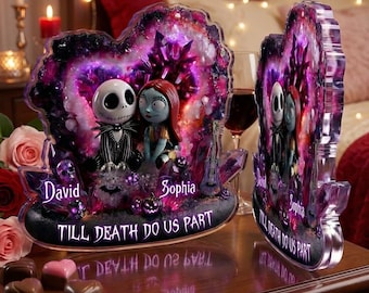 Placa acrílica personalizada de Jack y Sally para pareja, regalo de San Valentín o aniversario.