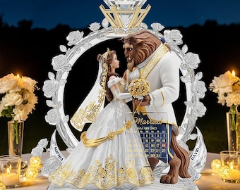 Placa de acrílico inspirada na história de Bela e a Fera, presente para casais, decoração de casamento.