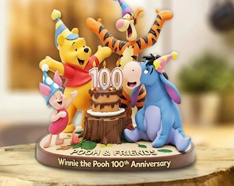 Bear  100th Anniversary Acrylic Plaque, Pooh Friends Decor (Flat Print Not 3D)