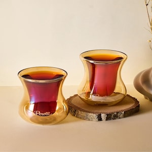 Dubbelväggiga tekoppar i glas, set om 2 – 150 ml, värmebeständigt borosilikatglas, med eller utan handtag, turkiska tekoppar