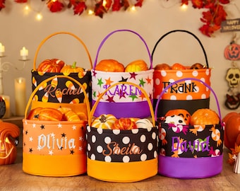 Snoepzak, snoepemmer, Halloween-emmer, gepersonaliseerde Halloween-mand, snoeptas met monogram, cadeau voor kinderen